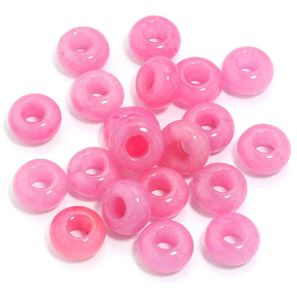 6 stks 14x8mm Natuursteen Kralen Amethist Tijgeroog Agaat Jade Abacus Vorm Big Hole Losse Kralen voor Sieraden Maken DIY Armbanden