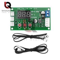 12-48V Digital Display Four-wire PWM Fan Temperature Control Speed Controller Signal 10V Support EC EBM Fan Can Be Shut Down