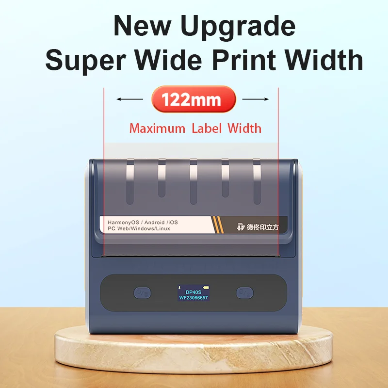 DETONGER DP40S 4inch 28~122mm Wireless Portable Label Printer No Need Ink Barcode Label Mark