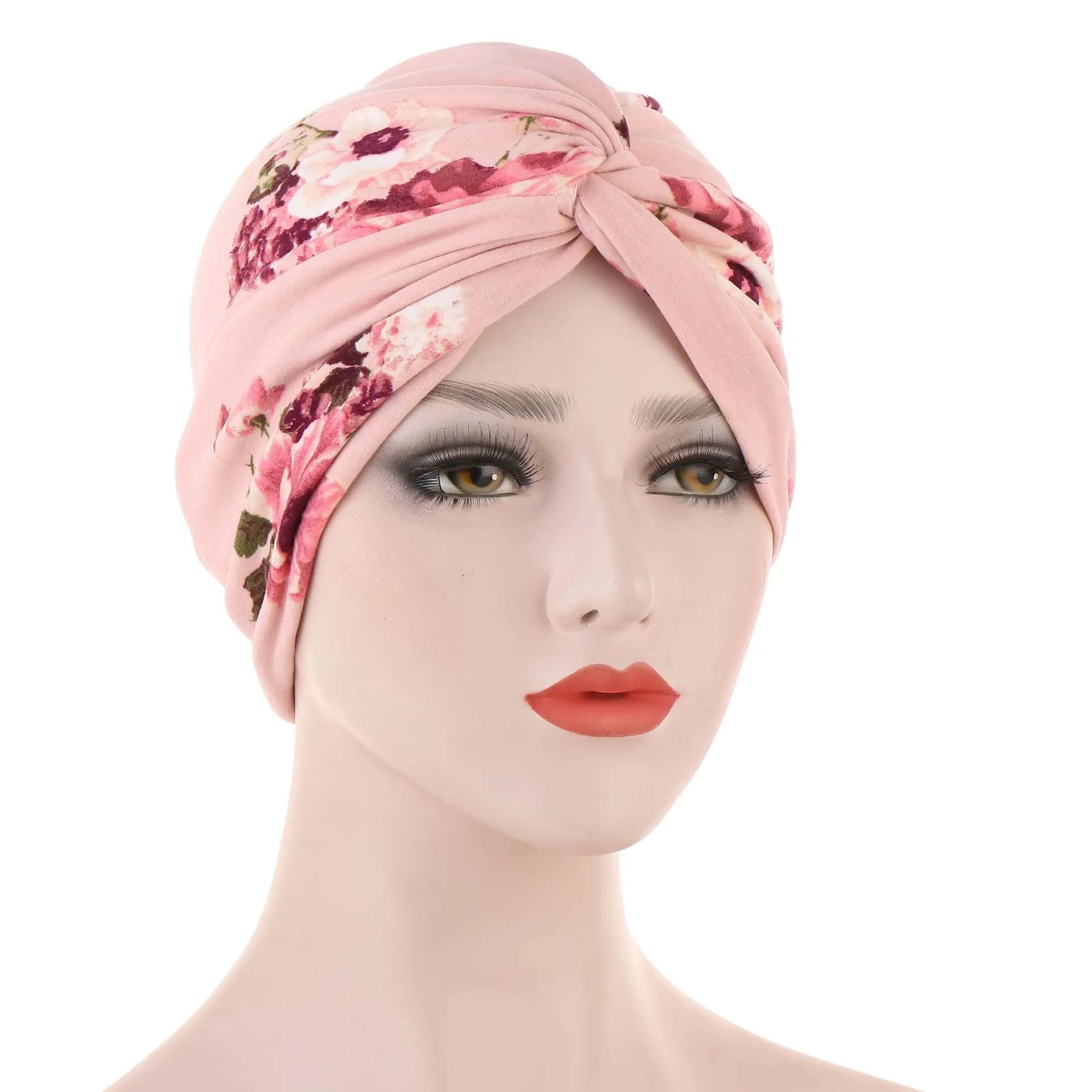 Skullies Beanie Chemo Headwear Hat Women Girl Super Soft Thin Feel Style Knotted Floral Beanie Hat Turban Head Wrap Hair HT219