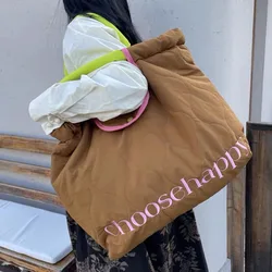 Koreanische Art Designer Frauen Einkaufstasche Stickerei Brief große Tasche Handtaschen Farbe passende Student Nylon Umhängetasche