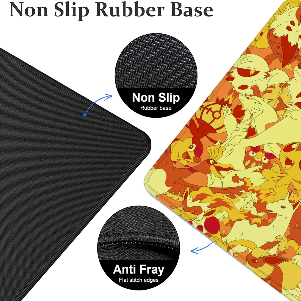 لوحة الماوس P-بوكيمون حصيرة لوحة المفاتيح عدم الانزلاق ملحقات ألعاب الكمبيوتر على حافة ماوس الحصير المطاط Kawaii Mausepad Deskmat الجدول منصات