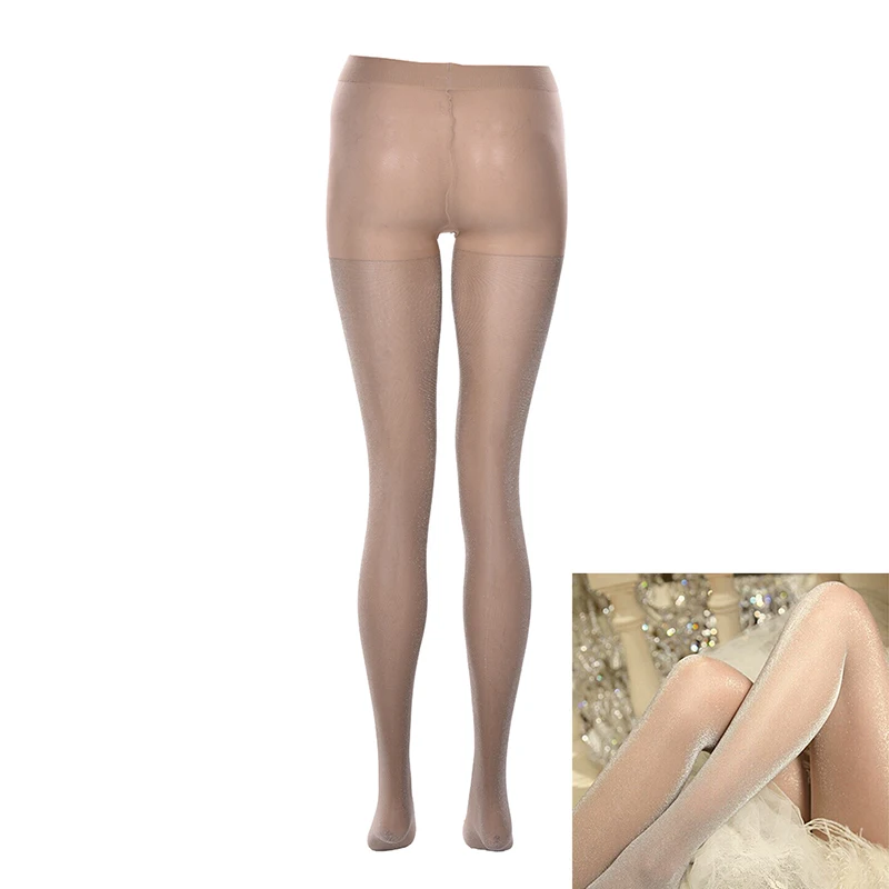 Pearlescent flesh-colored ultra-thin sexy tight silky pantyhose oil Shiny yarns satin Stockings hose Leggings Women