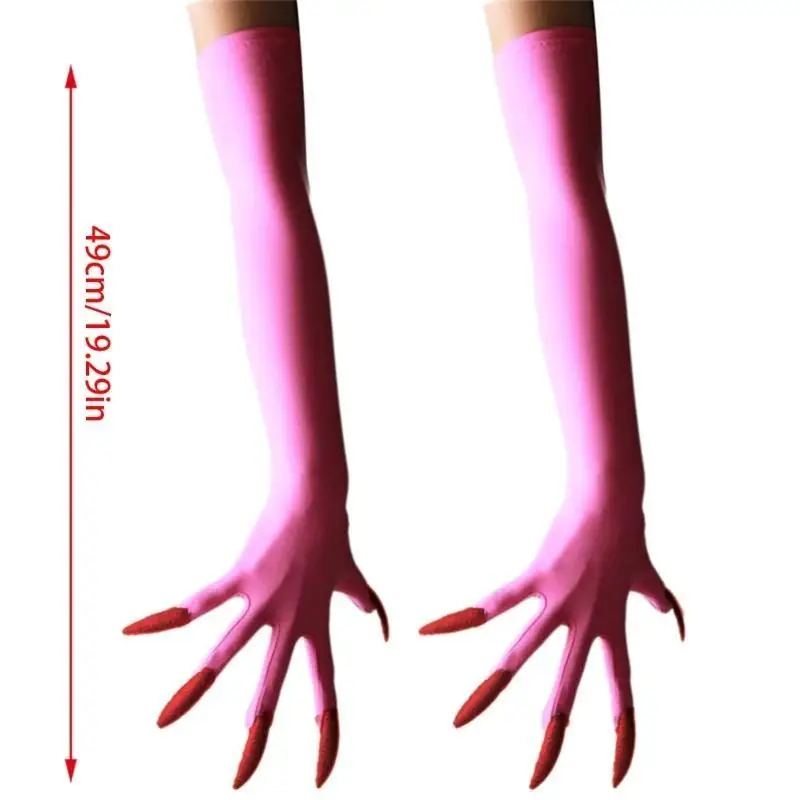 652f gótico punk unhas longas patas luvas elástico confortável traje acessório armwear para festival música adereços