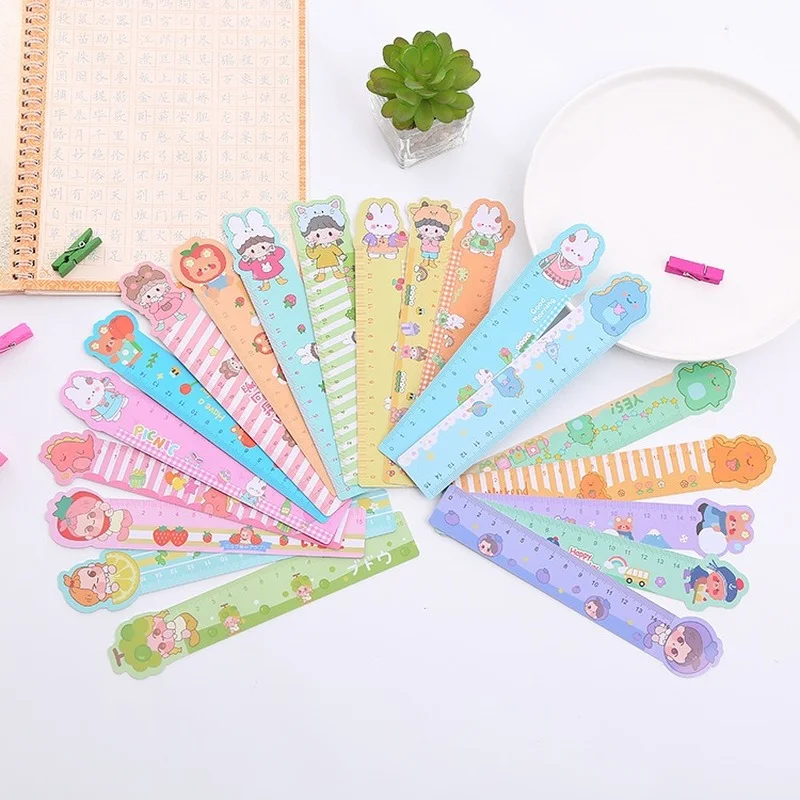 

5pcs 15CM New Cute Kawaii Study Time Color Folding Ruler Multifunction DIY Drawing Rulers For Kids Students School Stationery