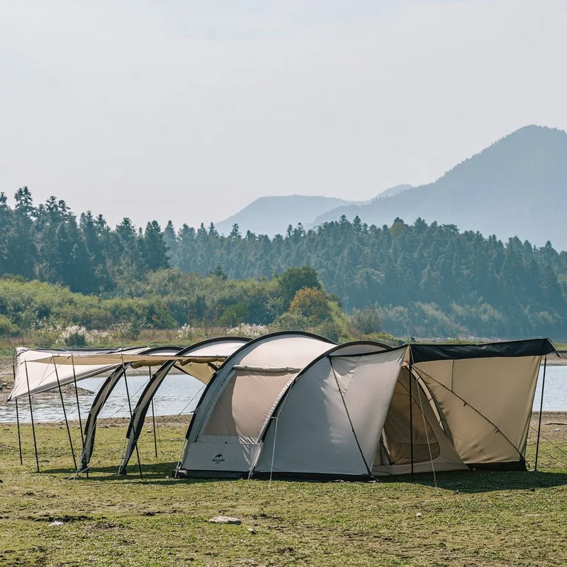 Naturehike outdoor UPF 50+ Two Bedrooms One Living Room 4-6 person Cloud Vessel Tunnel tent with snow skirt