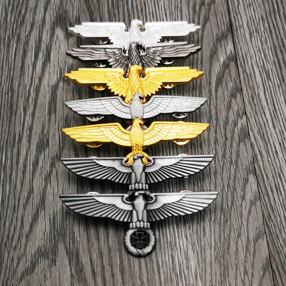 Germany Medal World War II Cross Golden Silvery German Eagle Military Brooches with Safety-Pin Army Badge Souvenir Medal