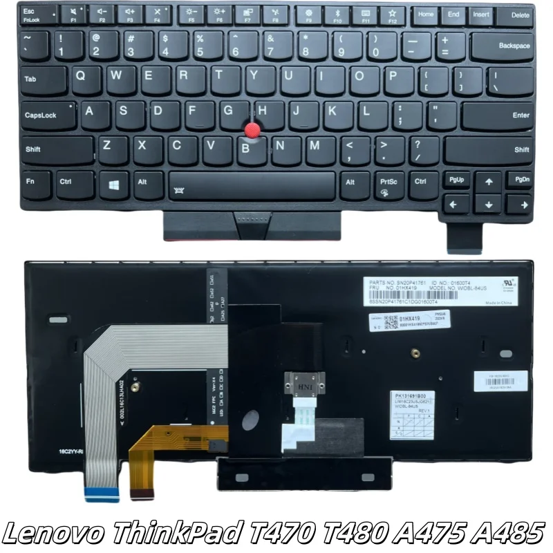 

Laptop Replacement Keyboard for Lenovo ThinkPad T470 T480 A475 A485 01HX459 01AX364 SN20P41641 US Layout