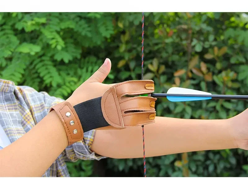 3 Fingers Pull Bow Archery Protect Glove Arrow Leather Shooting Gloves Outdoor Hunting Accessories Gloves