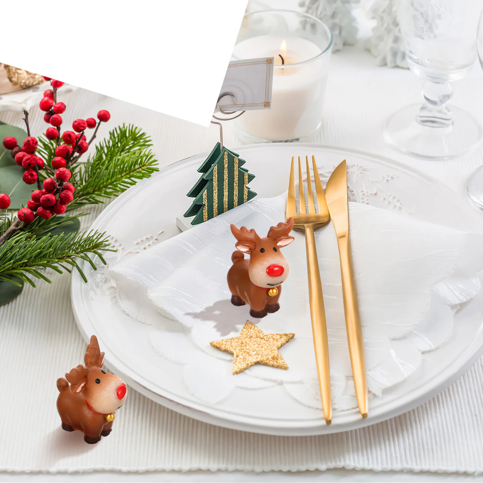 

Resin Elk Ornaments 5 Pcs Standing Sculptures Mini Deer Decorations Christmas Tree Xmas Party Adornment Festive Desktop Display