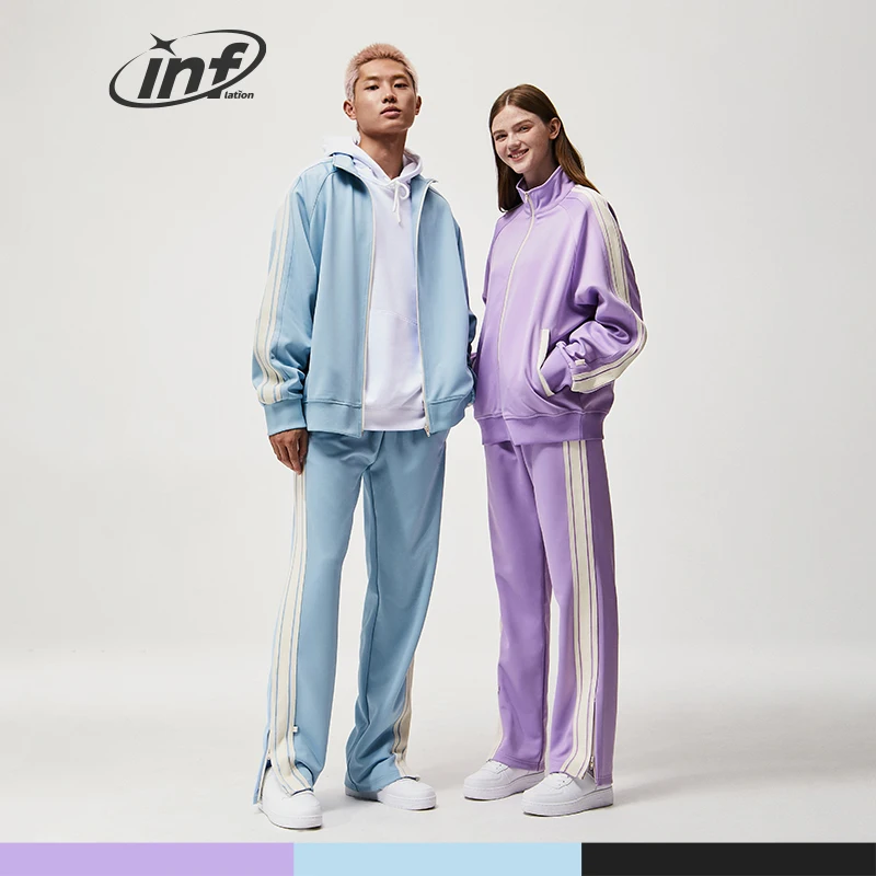 

INFLATION Mens Stripe Tracksuit 2023 Trendy Classic Track Jacket and Sweatpant Set Unisex Two Pieces Set