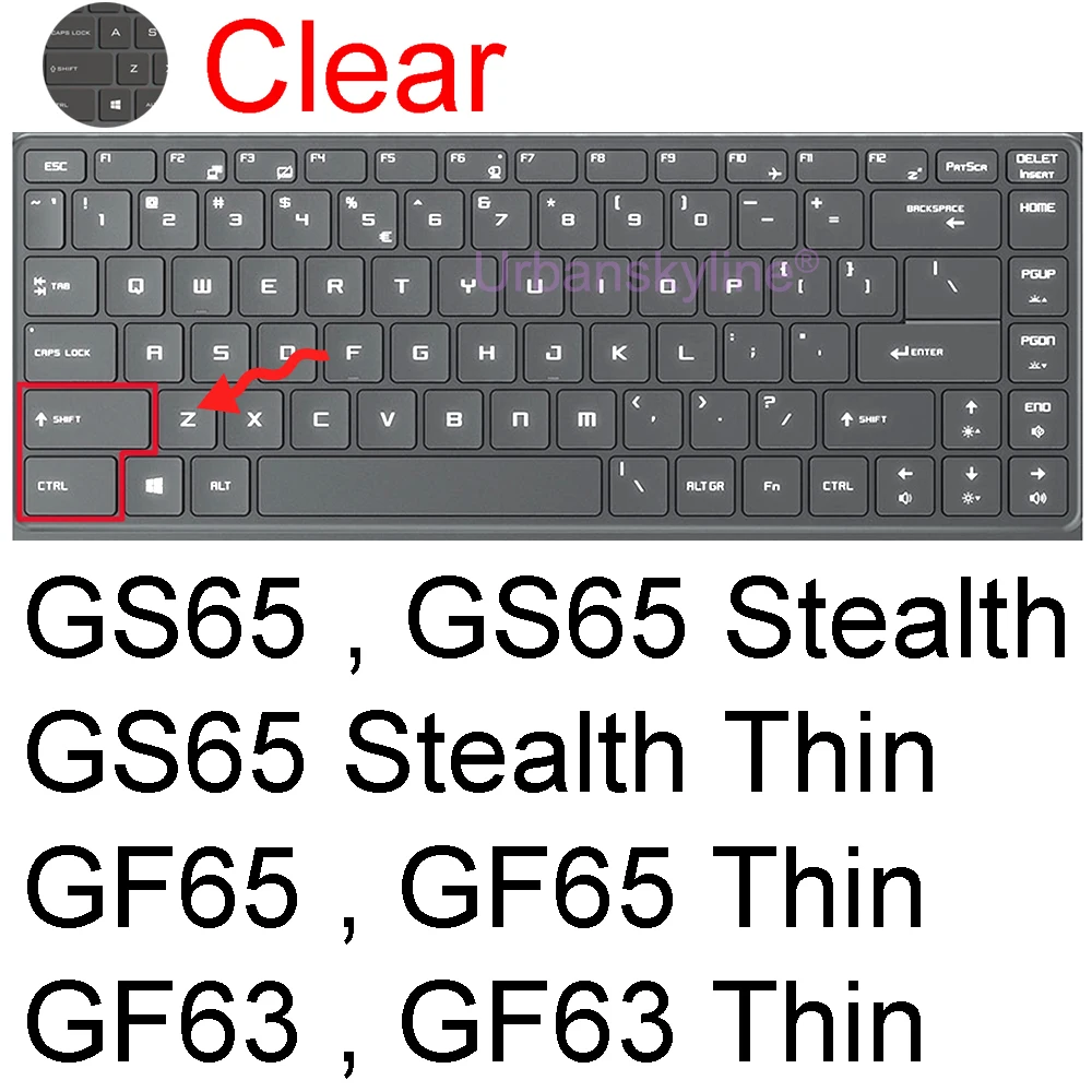 Keyboard Cover for MSI GS65 GS66 GS77 GS76 GS75 GS73 GS73VR GS72 GS70 GS63 GS63VR GS60 Thin Silicone Laptop Skin Case 15 17 17.3