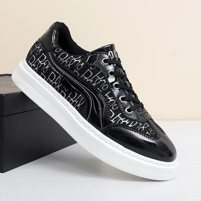 

2025 Spring New Men Sneakers Fashion High-end Leisure Leather Shoes Trend Letter Casual Sneakers Low Top Comfortable Board Shoes