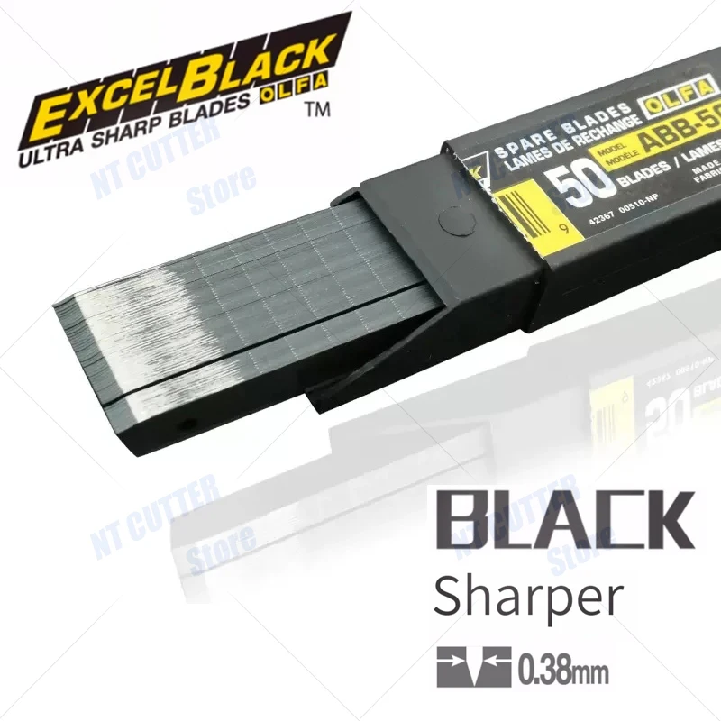 50 pieces of Japanese original OLFA blades ABB-50 multi-purpose small stainless steel blade 0.38mm utility blade 9MM wide high-quality black blade