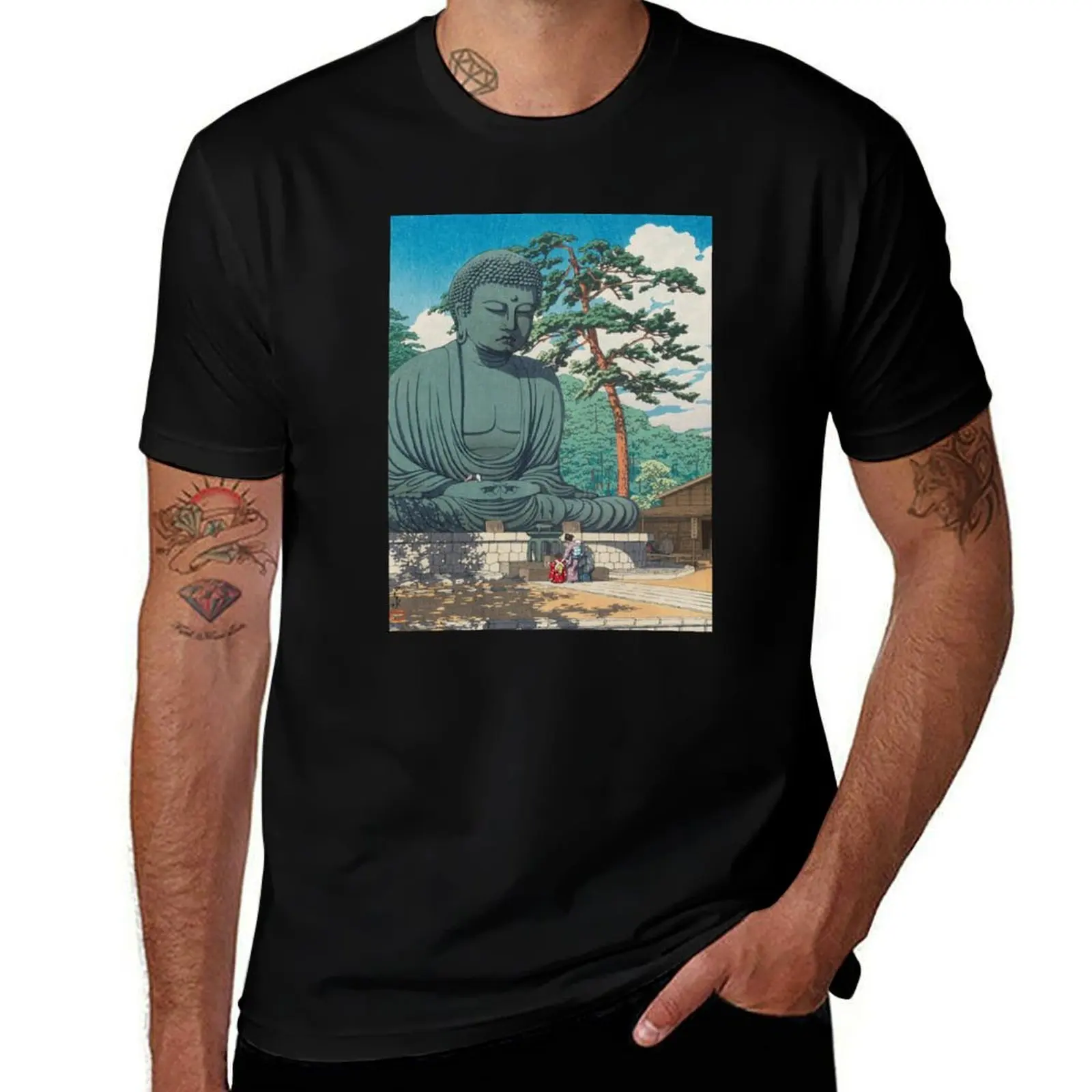 

The Great Buddha at Kamakura by Kawase Hasui, restored vintage Japanese art T-Shirt