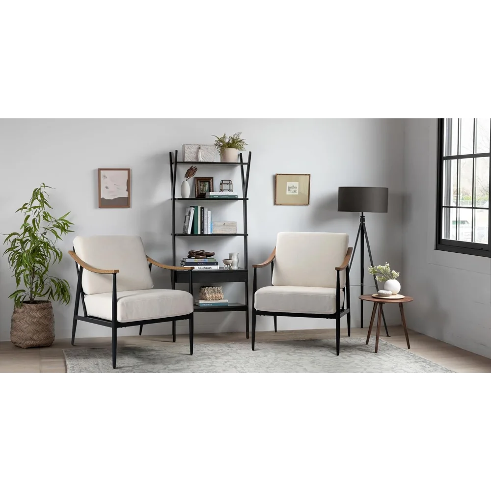 

Modern Accent Chairs Set of 2 for Living Room Bedroom Mid Century Arm Chairs Upholstered Office Accent Chairs