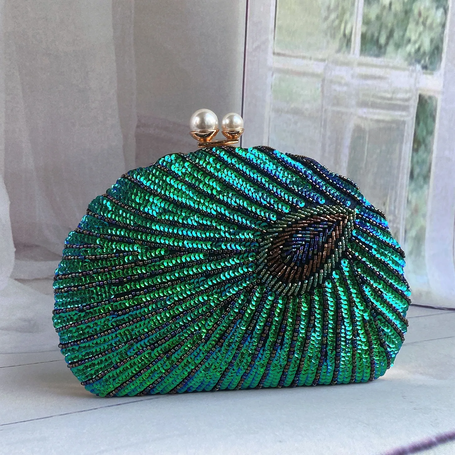 Vintage Fashion Handmade Sequin Beading Peacock Evening Bags For Women Wedding Party Handbags Clutches Shoulder Crossbody Bag