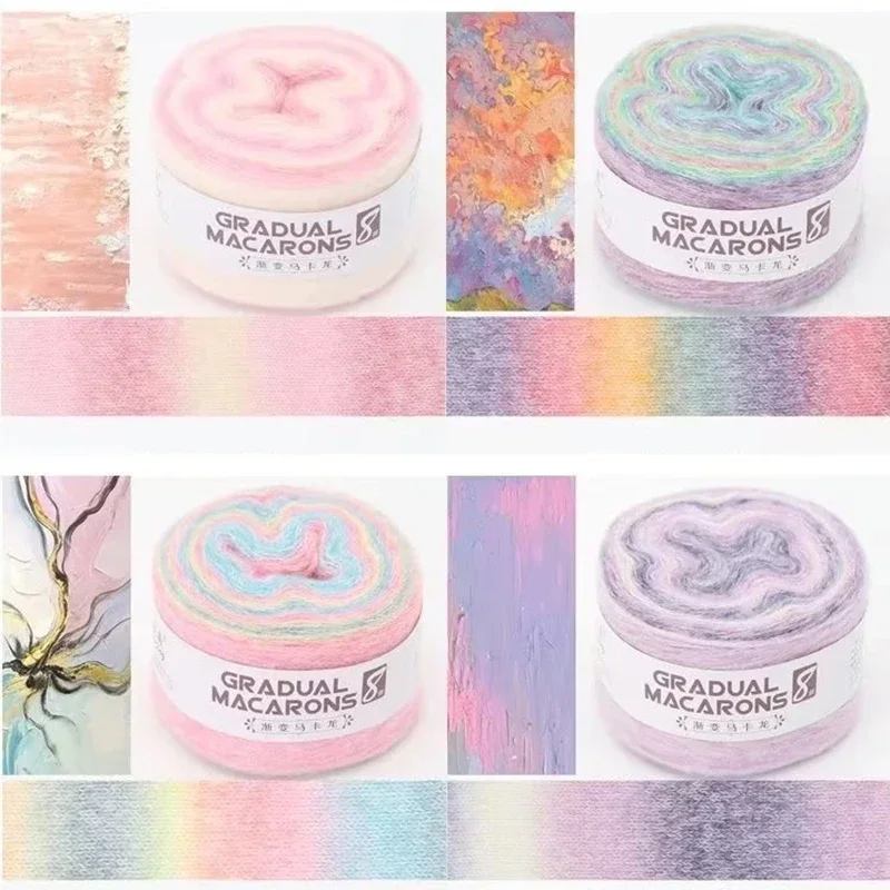 100 جرام/لفة الموهير كرة صوف للحياكة اليدوية سترة كروشيه سترة وشاح هدية قسم الصباغة معكرون اللون نظام غزل الصوف