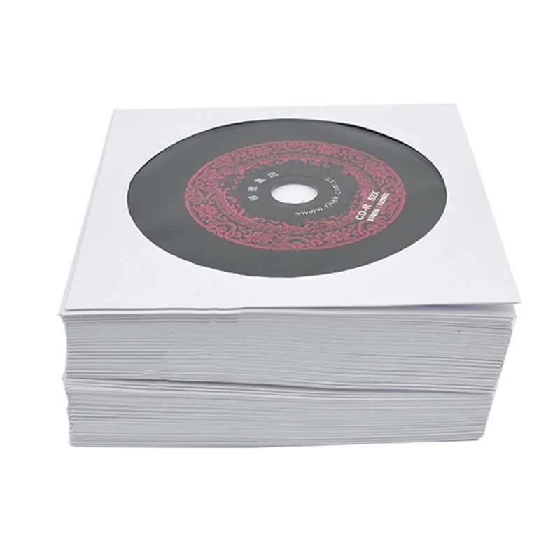 100Pcs Paper Envelop for DVD Disc 8/12cm Media Paper Envelop Sleeves Holder Thin Paper Bag with Transparent Flap isc Sleeve