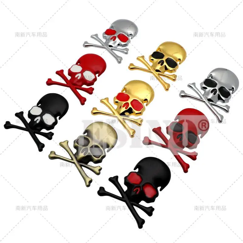 Car Styling Funny Skull 3D Metal Chrome Zinc Alloy Adhesive Emblem Car Body Trunk Fender Badge Sticker Decal Auto Accessory