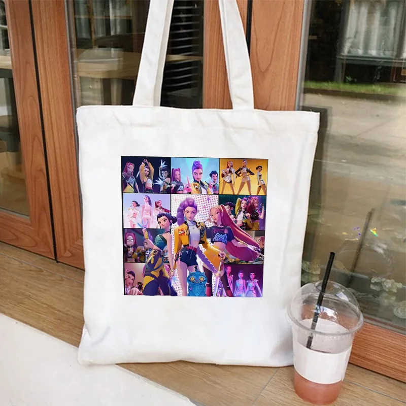 

Женская сумка на плечо с рисунком K Pop Demon Hunters, модные холщовые сумки, милые сумки-тоут, сумки с принтом, сумки для покупок, подарки на день рождения