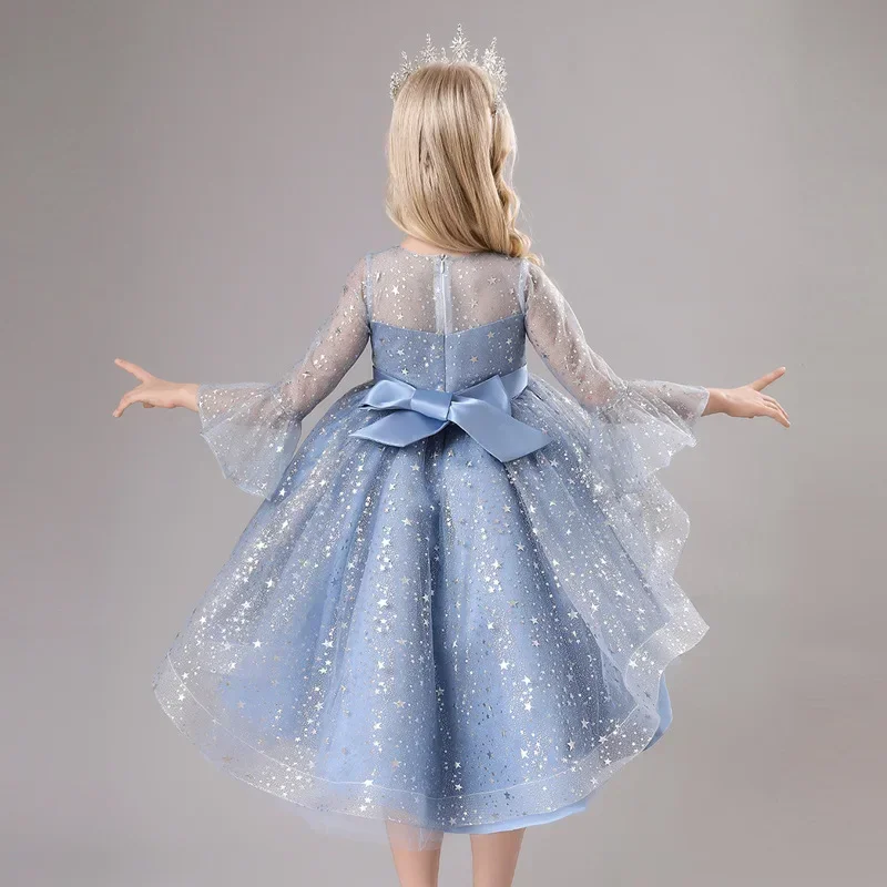 Baby Girls Party Christmas Gala Wedding Birthday Princess Dresses Kids Dress 5 8 To 10 11 Years Children\'s Blue Elegant Costumes