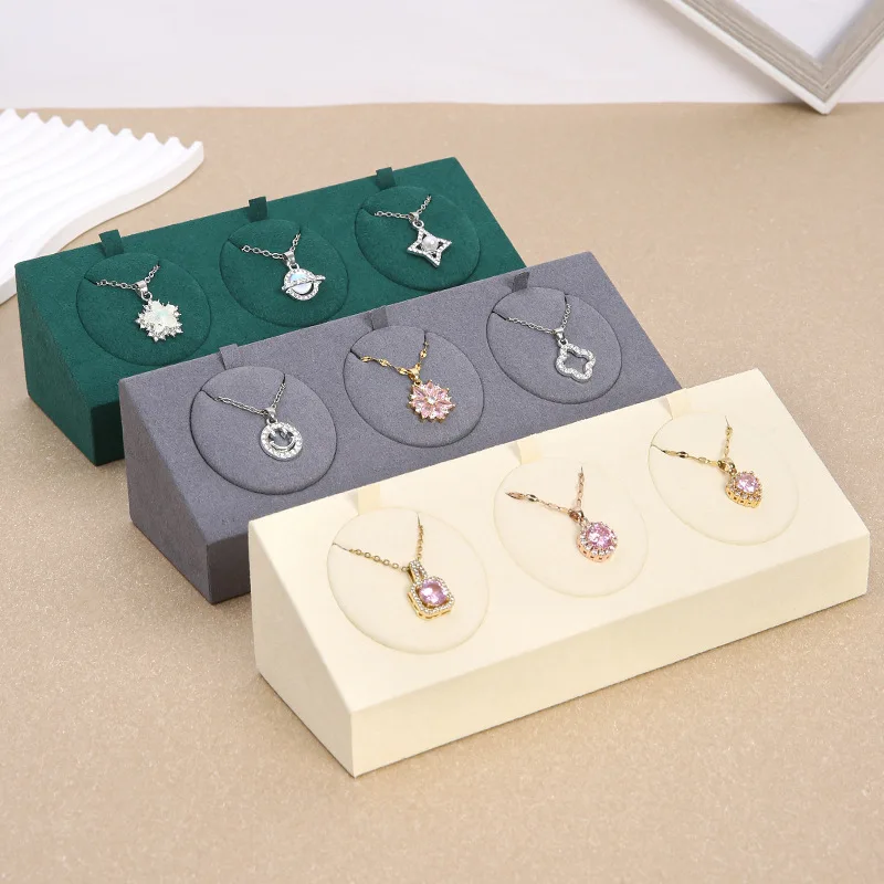 3 Slots Velvet Jewelry Display Stand, Necklace Earring Ring Holder, Jewelry Organizer for Home Retail Jewelry Packaging  Display