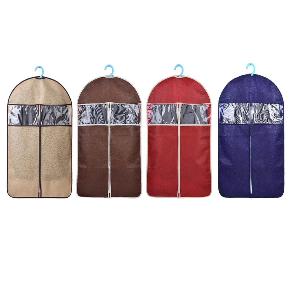 

Premium Garment Cover Suit Storage Bag Zipper Water Resistant Clothes Organizer Transparent Window Dust Moth Proof Non Woven