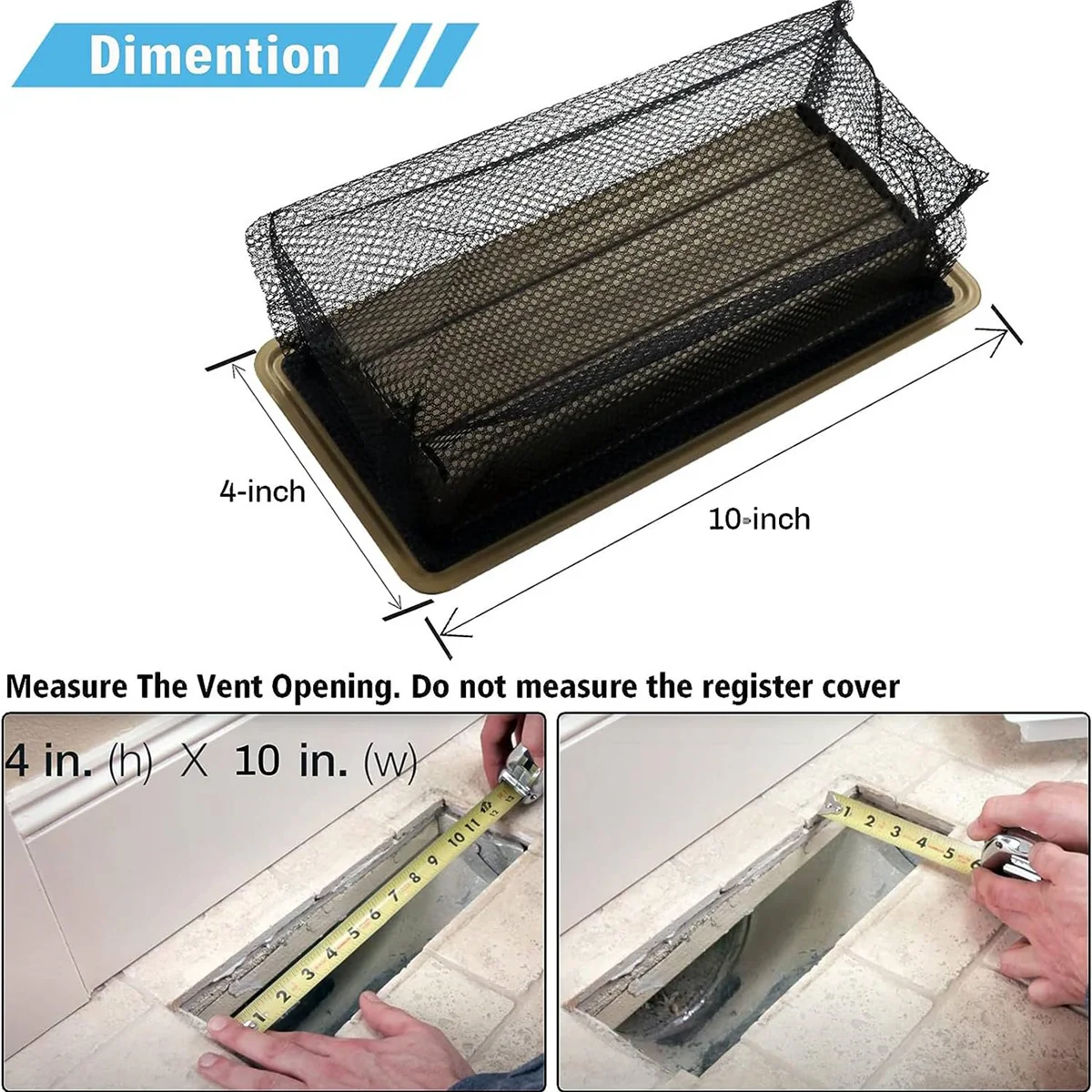 

Vent Covers Floor Register Cover Trap Floor Air Vent Mesh Cover Screen for Home Air Vent Filters 6-Packs(4X10 Inch 6-Pieces)