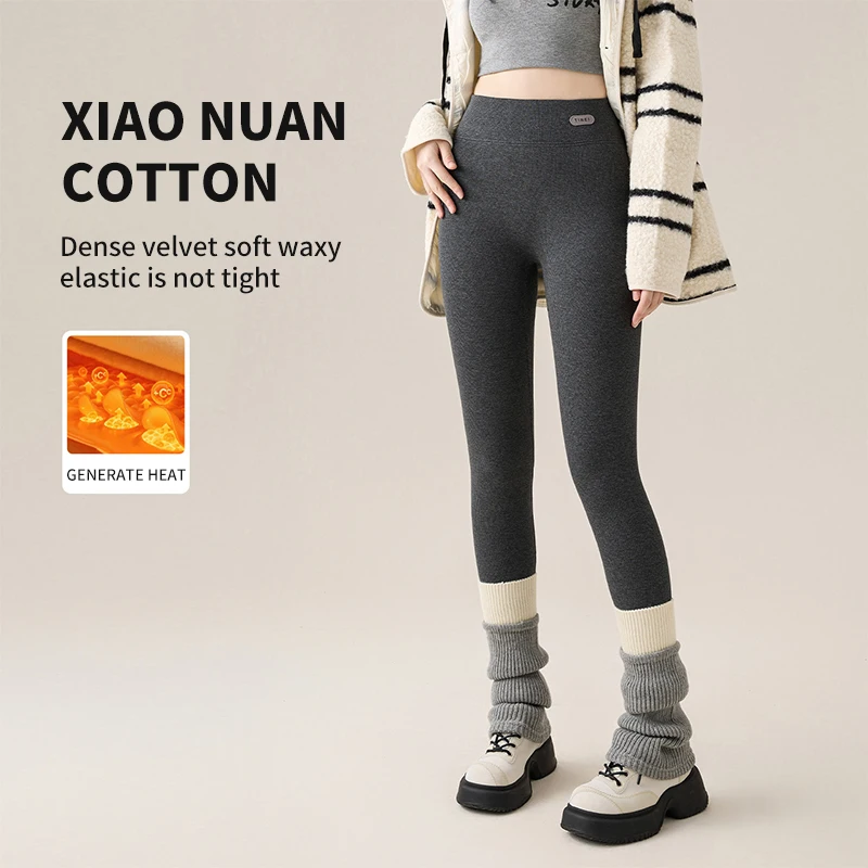 2026 Winter Women Thick Fleece Leggings High Waist Tummy Control Ribbed Thermal Pants Black Warm Base Layer Can Be Worn Outside