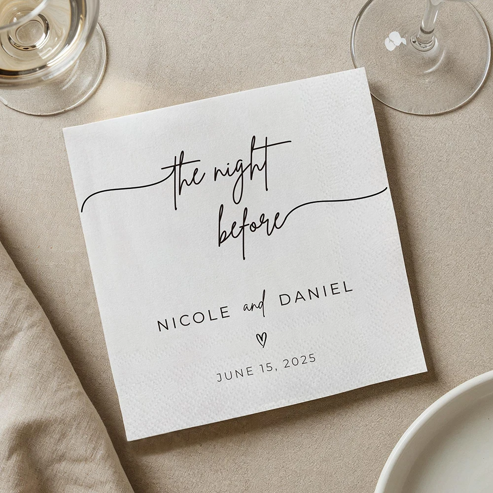 

50pcs Personalized Paper Napkins Disposable Custom Wedding Napkins For Party Birthday Wedding Cocktail Baby Shower Decor