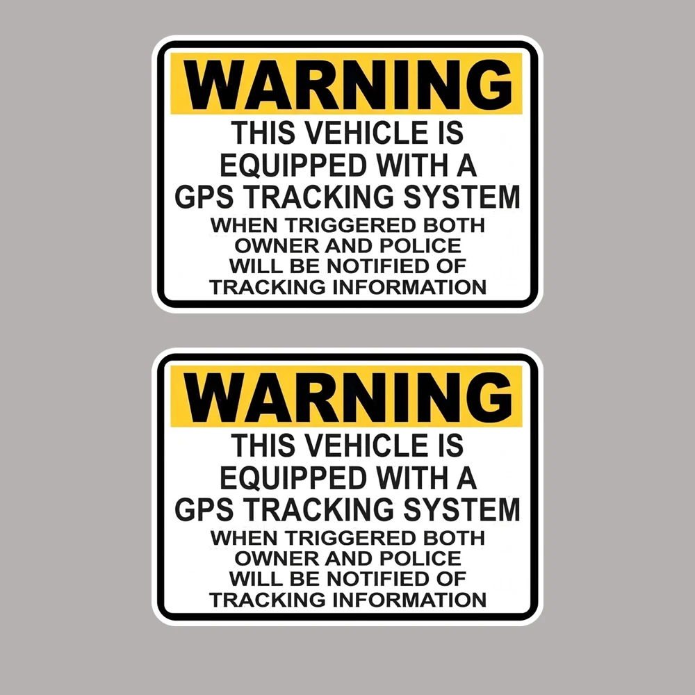2pcs 3.5in x 2.5in Yellow Warning Vehicle Equipped with Tracking Car Stickers Decals