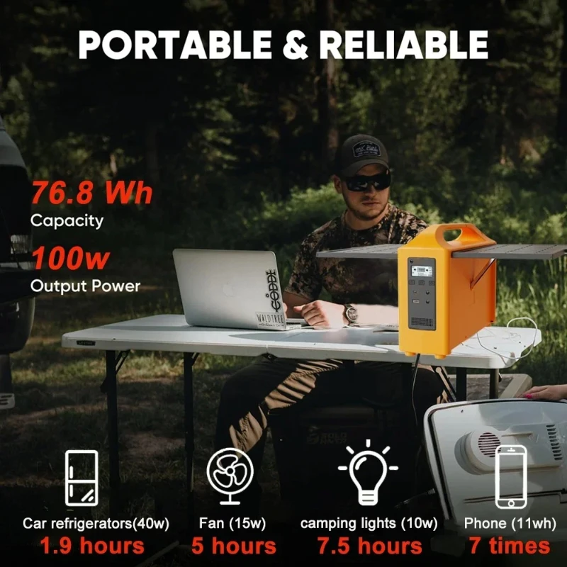 ForCamping 100W Portable Power Station 110V/220V Solar Power Generator Outdoor Camping With Solar Panel Power Bank 24000mAh LED