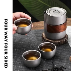 50ml/350ml Titanium Alloy Portable Tea Set Double-layer Heat-resistant Outdoor Tea Set Ultra Light with Filter Screen Tea Set
