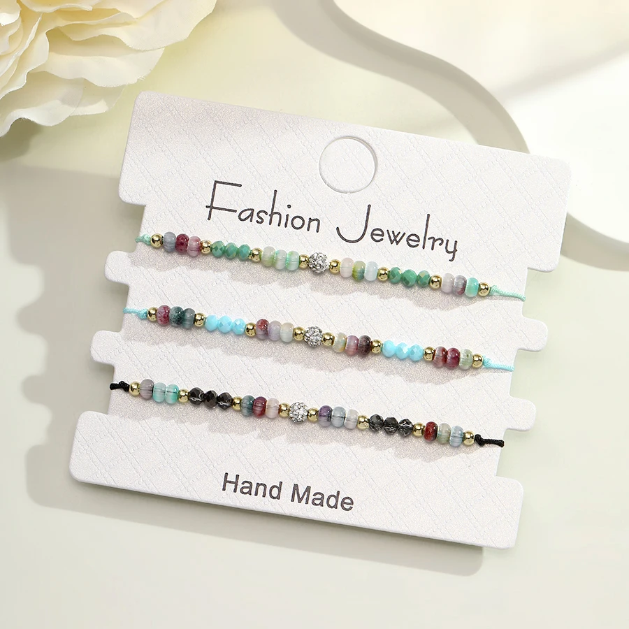 3Pcs/Set Bohemian Seed Beads Stacking Bracelet Handmade Multicolor Natural Stone Braclet For Women Girls Daily Wear Versatile