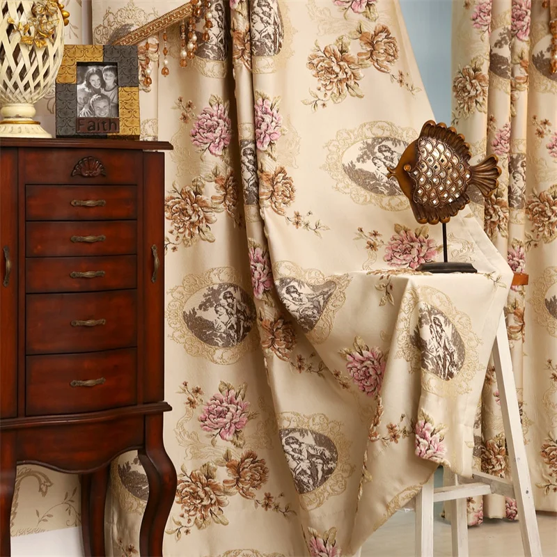 European Luxury 3D Embossed Brown Thick Full Shading Curtains For Living Room High Quality Embroidered Tulle For Living Room.