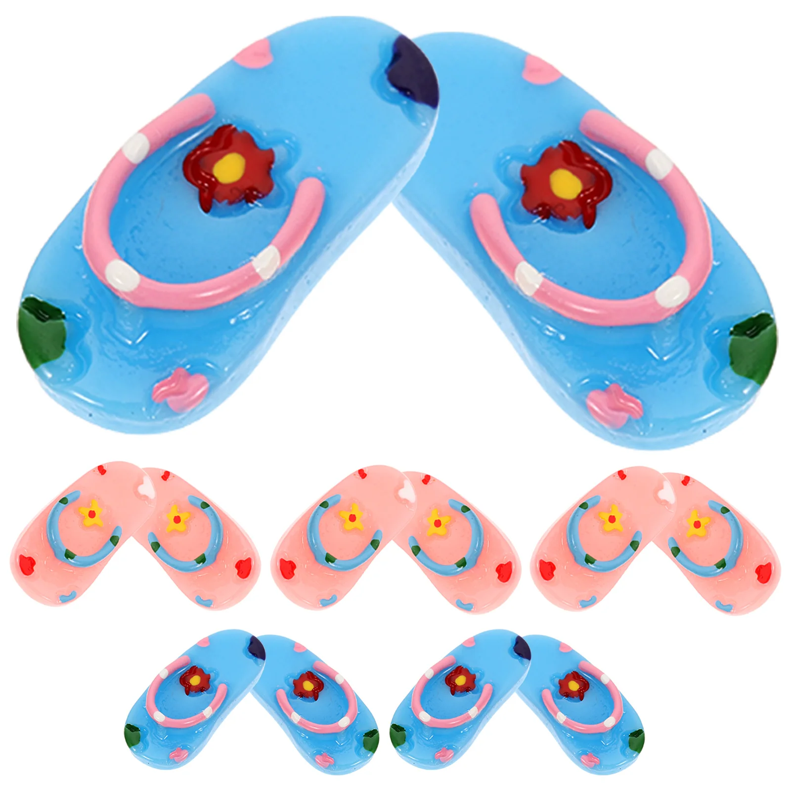 

6 Pairs Beach Hawaiian Ornaments Mini House Decor Resin Shoes Toy Sandals Summer Party Accessories Realistic