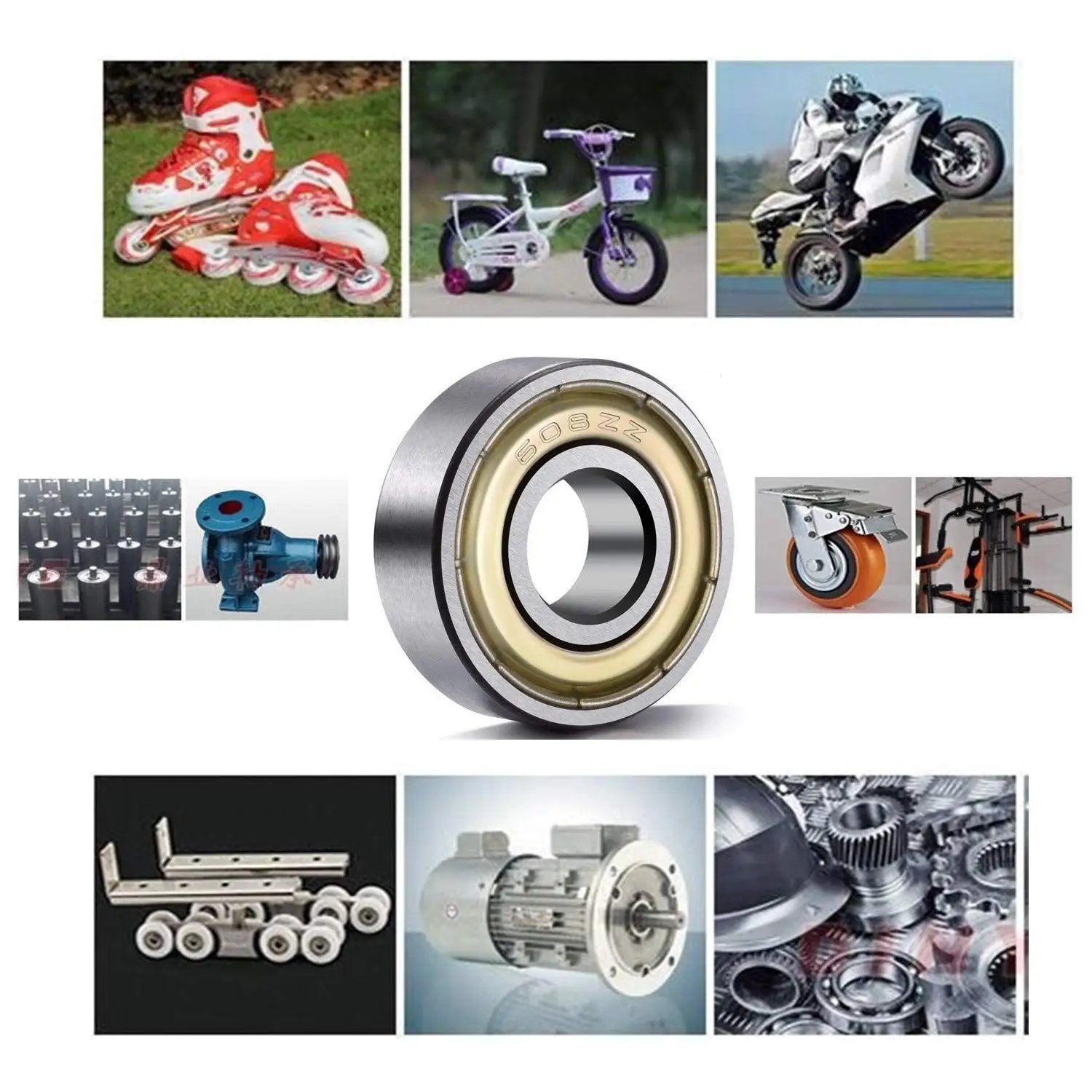 6/12/20 Stück 608RS/608ZZ Lager, langlebige Kugellager aus Kohlenstoffstahl für Skateboards, Longboards, Inline-Skates, Rollschuhe – Detail 3