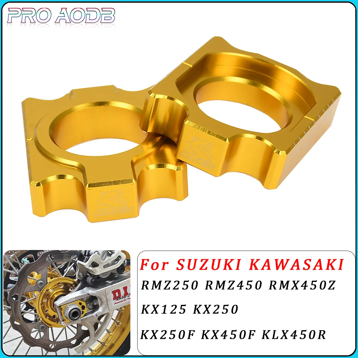 

Motorcycle CNC Rear Axle Block Chain Adjuster For KAWASAKI KX125 250 250F 450F KLX450R For SUZUKI RMZ250 450 RMX450Z Dirt Bike