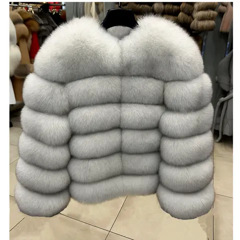 QUEENTINA 60cm Fox Fur Coat Real Winter Women'S New Fashion Furry 2025 Leather And Skin White Natural New In Coats & Jackets