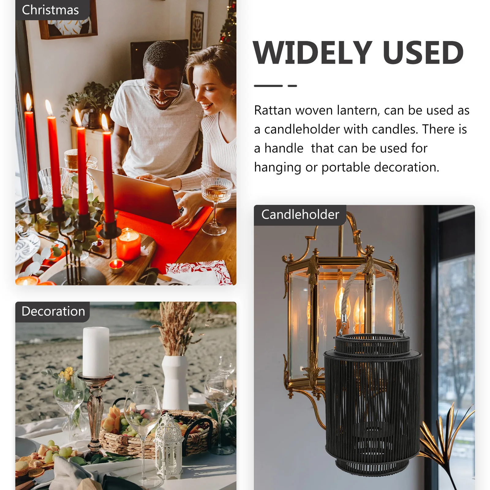 

1Pcs Wind Lantern Retro Rattan Woven Candlestick Decor for Balcony Garden Home Party Tabletop Decoration Rattan Wind Lantern