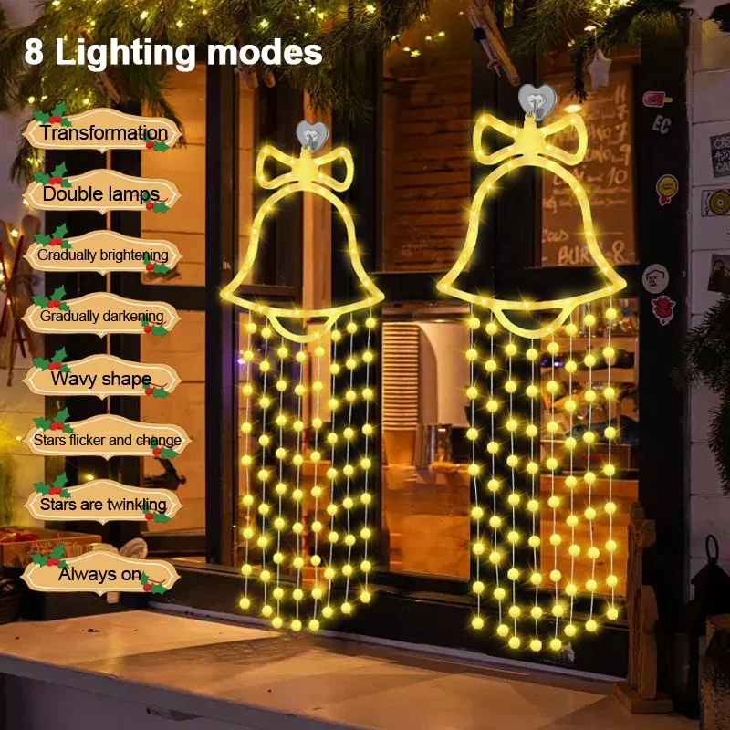 Christmas LED Light Strings Bell Hanging Decoration Christmas Tree Decoration Birthday Party Multi-color Atmosphere Light String