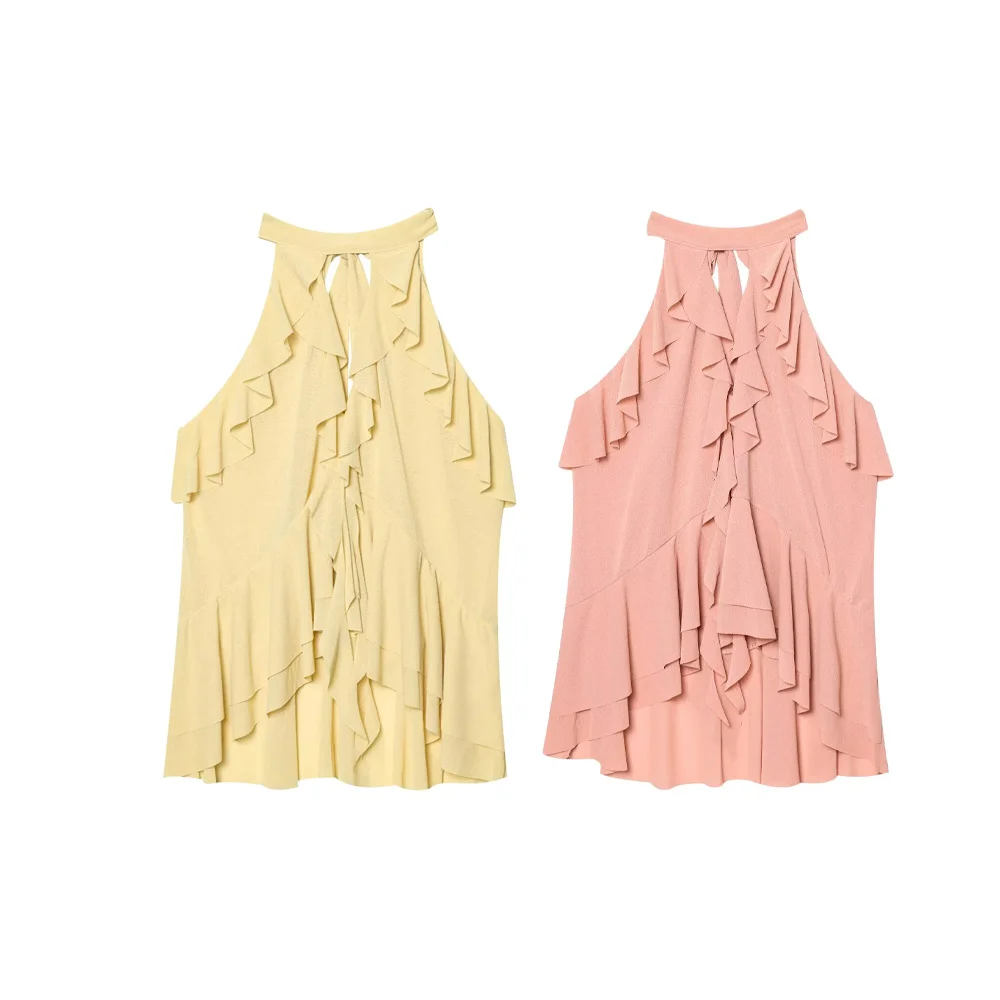 

UNIZERA Women's Layered Decorative Hanging Neck Collar Top Solid Color Decoration Spring/Summer New Product Women's Wear