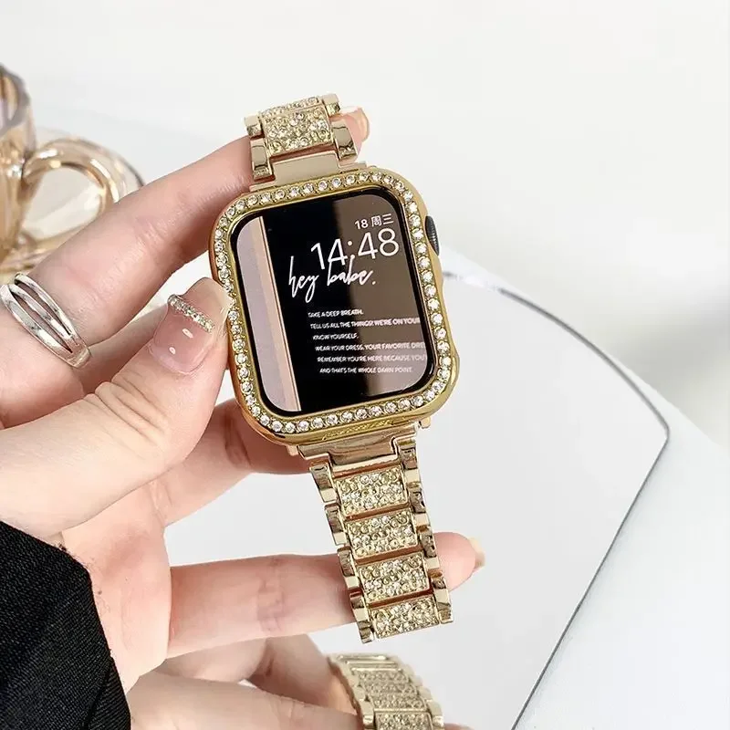 موضة بريق الماس سوار ساعة لساعة أبل Iwatch 9 8 7 6 5 4 3 2 1 Se الترا حزام الساعات 38 مللي متر 40 مللي متر 41 مللي متر 42 مللي متر حزام