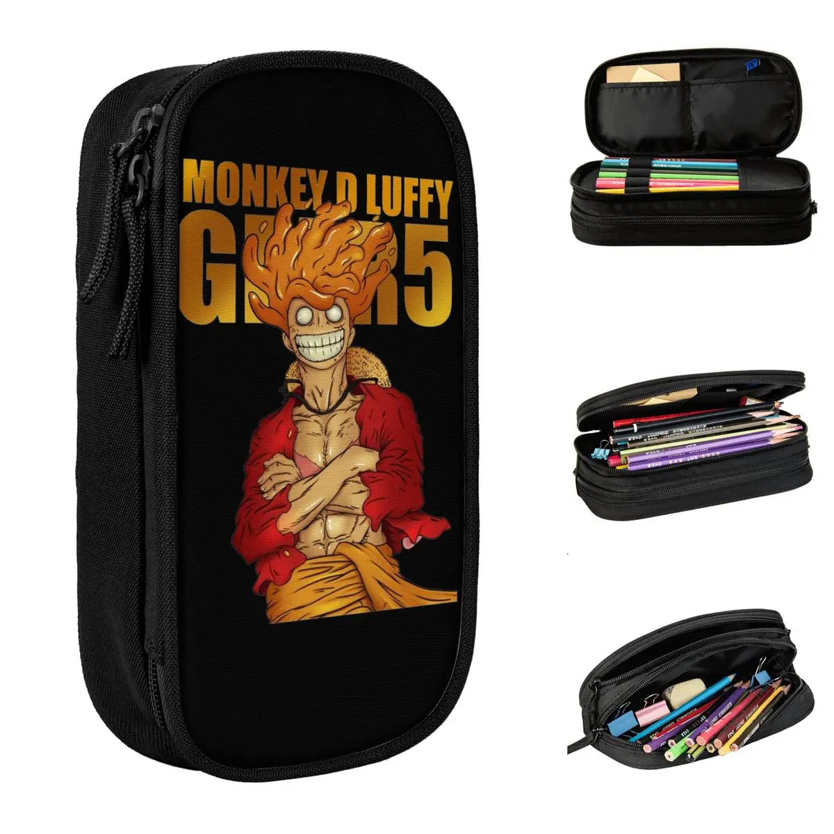 

Luffy New Form Gear 5 Pencil Case One Piece Manga Pen Box Bags for Student Large Storage School Supplies Cosmetic Pencil Pouch