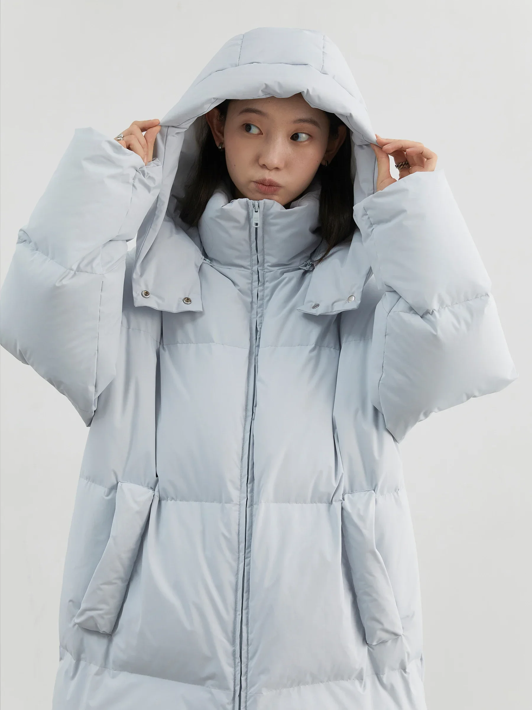 Chique ven coreano feminino branco para baixo casacos soltos sólidos feminino 90 pato branco para baixo jaqueta para mulher topos outono inverno