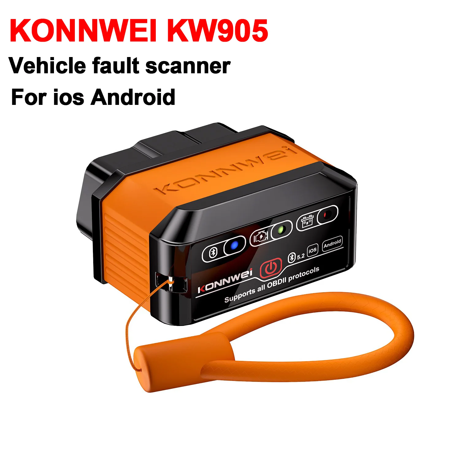 KONNWEI KW905 Bluetooth5.0 - 5.2 OBD2 Scanners ELM327 V1.5 OBDII Fault Diagnostic Tool for Android/IOS Code Reader
