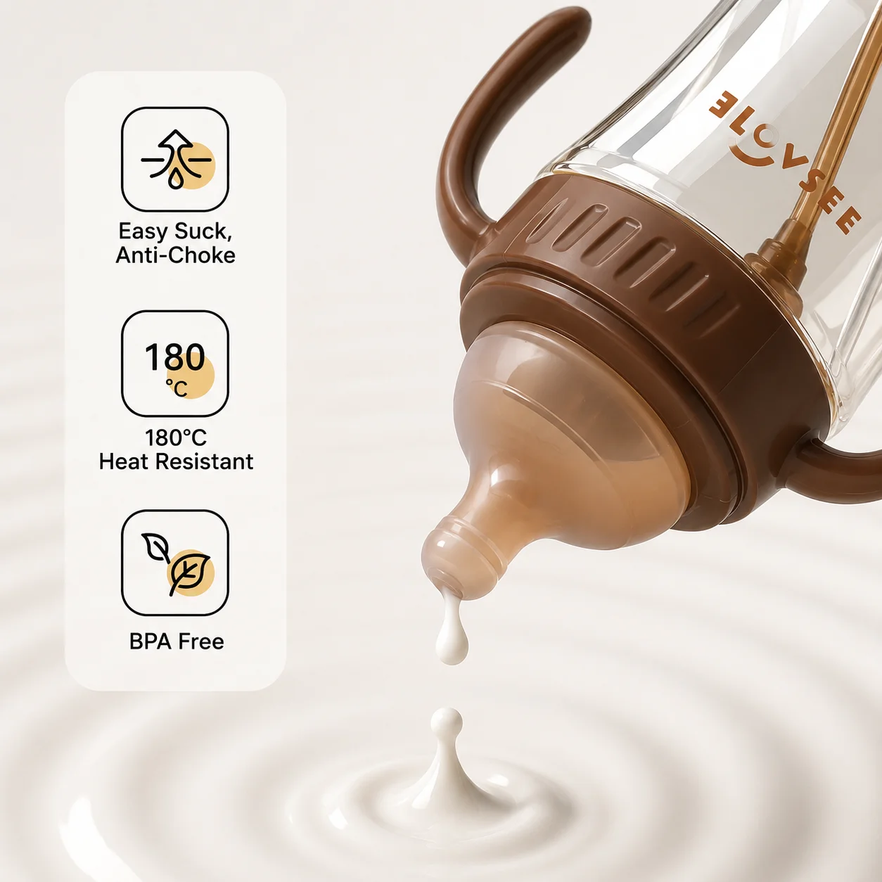 Bottom Anti-Colic PPSU Baby Bottle with Handle Large Capacity Straw Design Anti-Choke Feeding Bottle for Milk Water Drinking