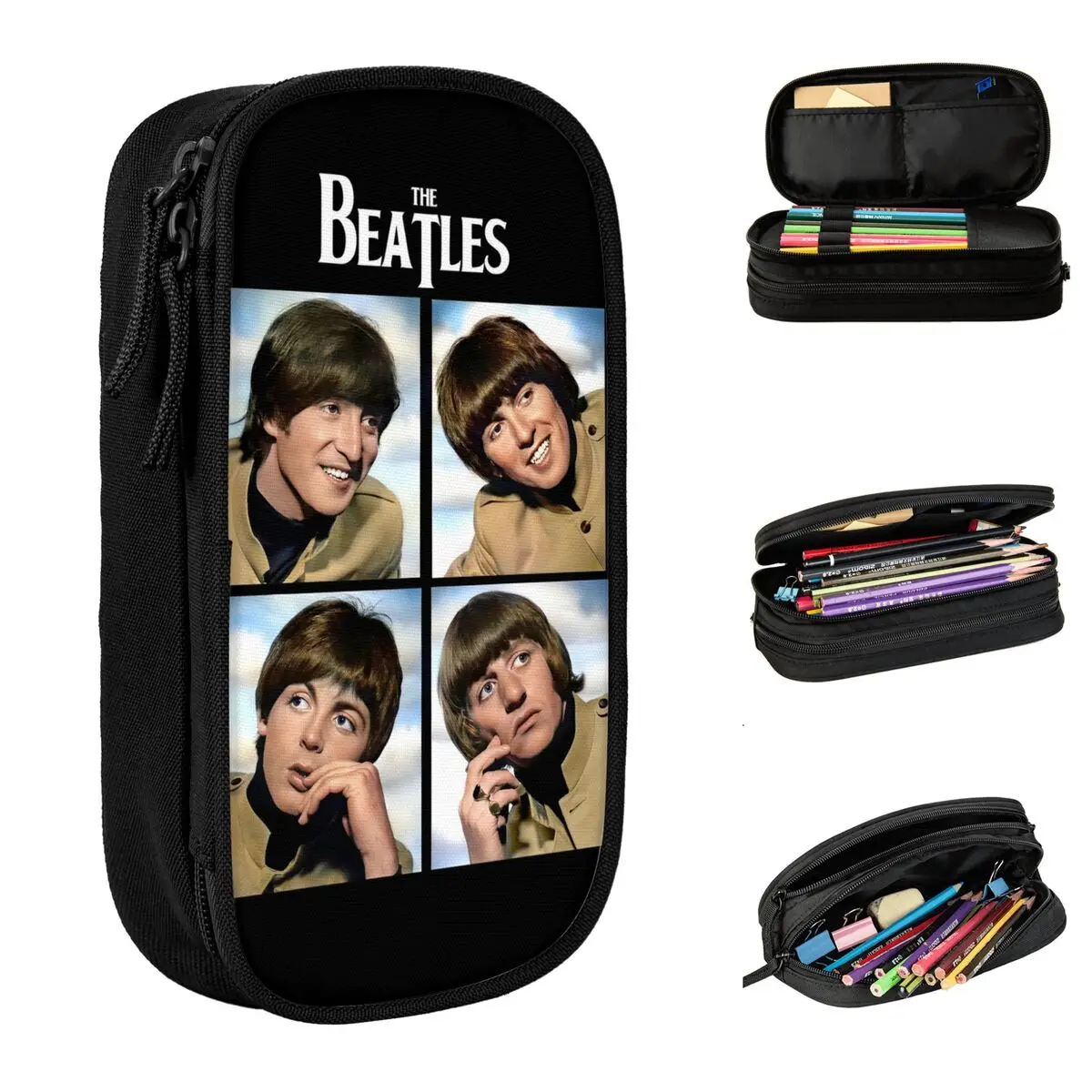 The Beatle Rock Band Pencil Cases Pen Holder Bags Student Big Capacity Students School Cosmetic Pencil Pouch