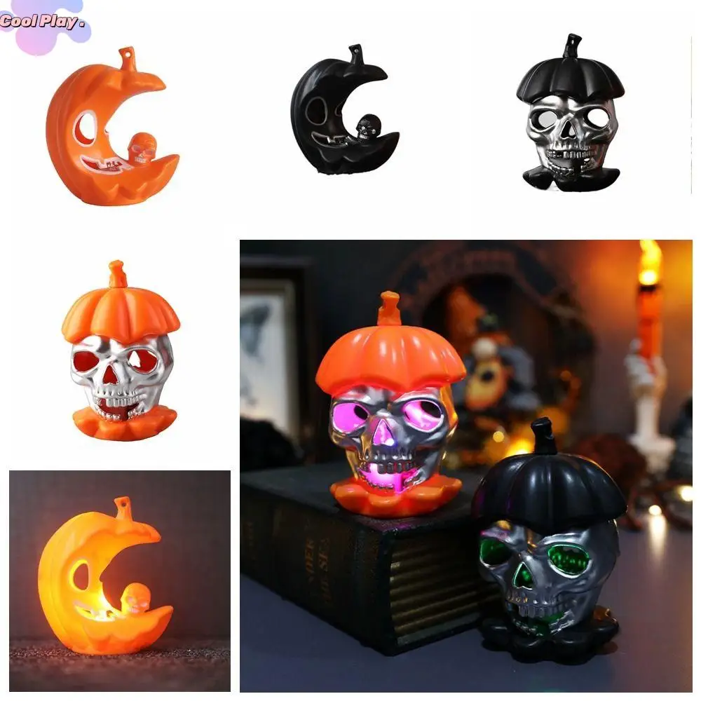 Easy Use Pumpkin Skull Halloween Candle Light Scary PP Pumpkin Skull Lamp Craft Moon LED Pumpkin Lantern Ghost Festival